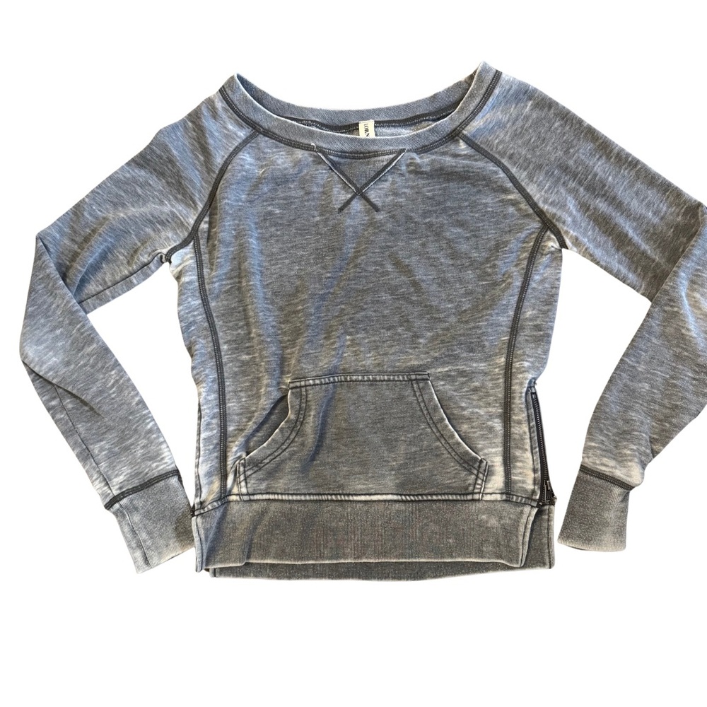 Lorna Jane Acid Wash Crewneck Sweatshirt Gray Lightweight Size Extra Small